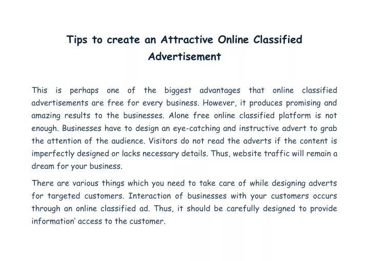 tips to create an attractive online classified