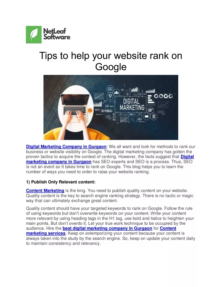 tips to help your website rank on google