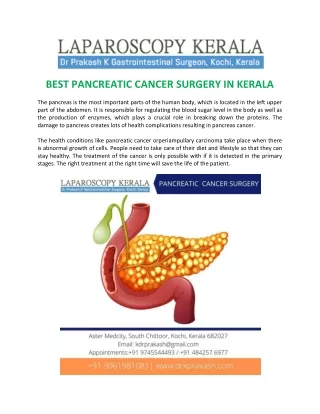 Best Pancreatic Cancer Surgery in Kerala