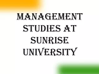 Management Studies at Sunrise University