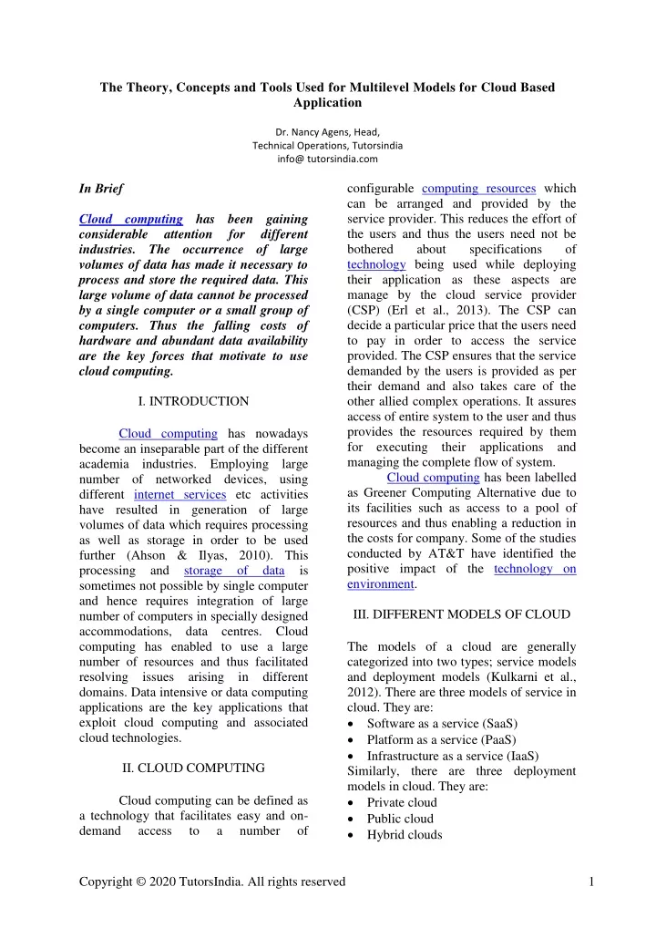 the theory concepts and tools used for multilevel