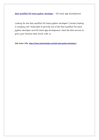 best qualified full stack python developer full