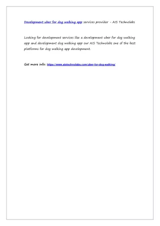 development uber for dog walking app services