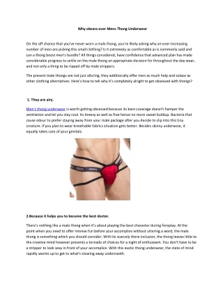 Why is designer Mens Thong Underwear important for men?
