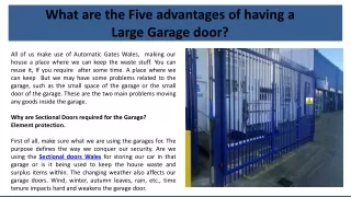 What are the Five advantages of having a Large Garage door?