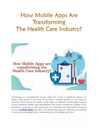 How Mobile Apps Are Transforming The Health Care Industry?