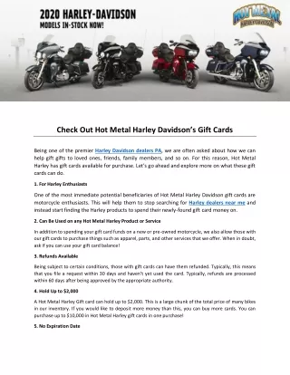 Check Out Hot Metal Harley Davidson’s Gift Cards