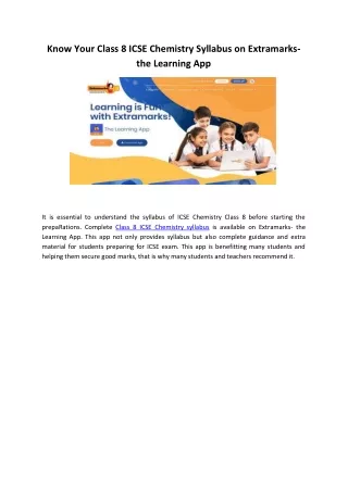 know your class 8 icse chemistry syllabus