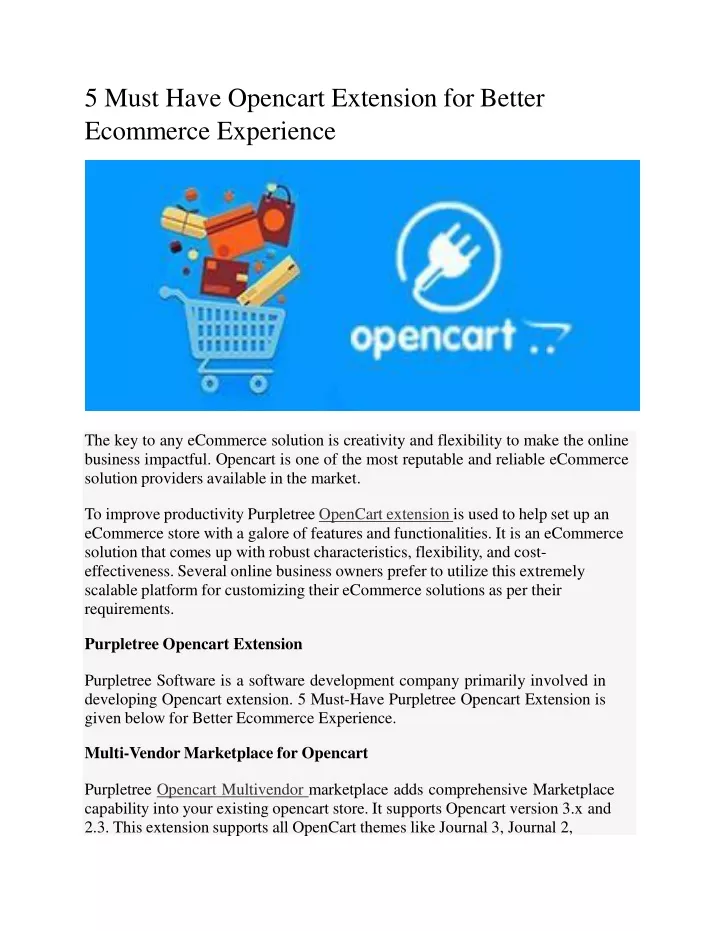 5 must have opencart extension for better ecommerce experience