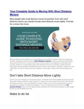 your complete guide to moving with short distance