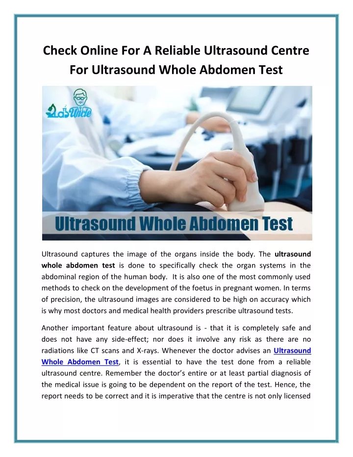 check online for a reliable ultrasound centre