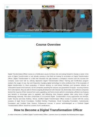 Certified Digital Transformation Officer Certication - NovelVista
