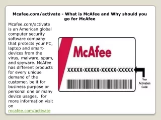 mcafee com activate what is mcafee and why should