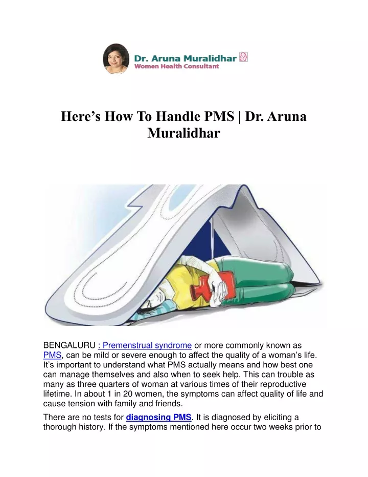 here s how to handle pms dr aruna muralidhar