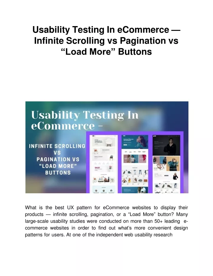 usability testing in ecommerce infinite scrolling vs pagination vs load more buttons