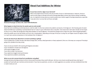 Diesel Fuel Additives for Winter