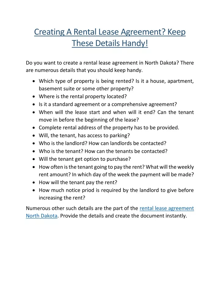 creating a rental lease agreement keep these