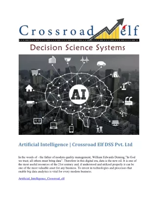 Crossroad Elf | Artificial Intelligence | AI Development Service Company in India
