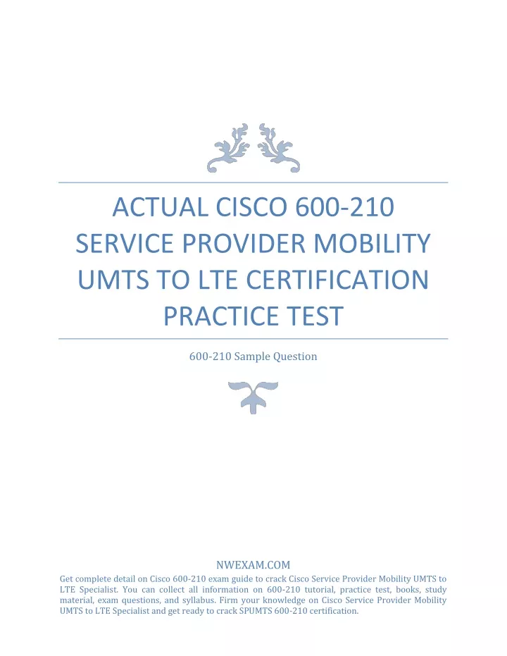 actual cisco 600 210 service provider mobility