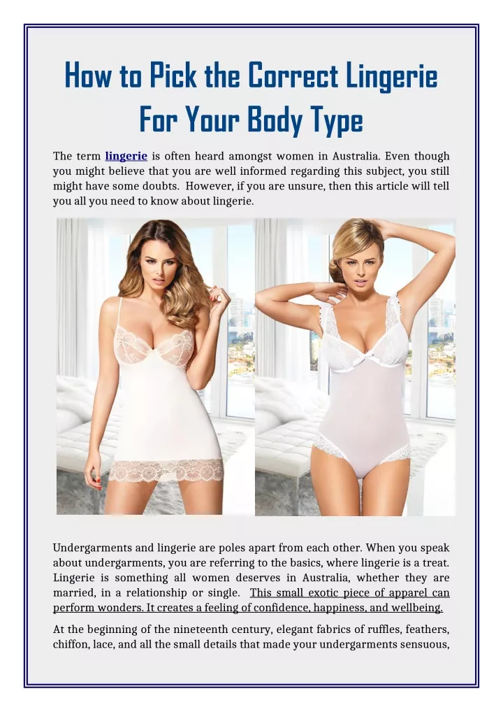 how to pick the correct lingerie for your body