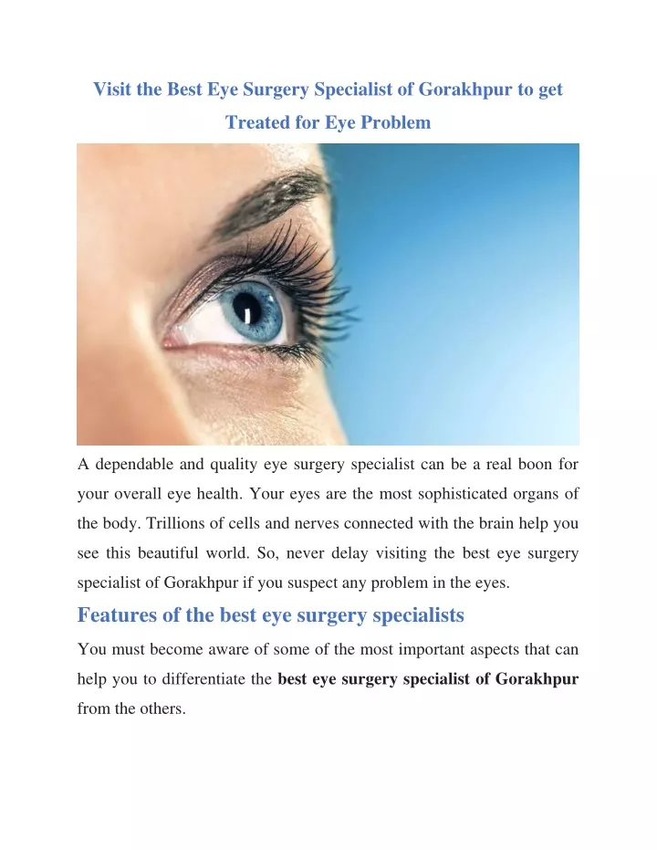 visit the best eye surgery specialist