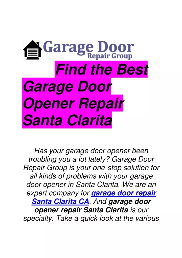 find the best garage door opener repair santa