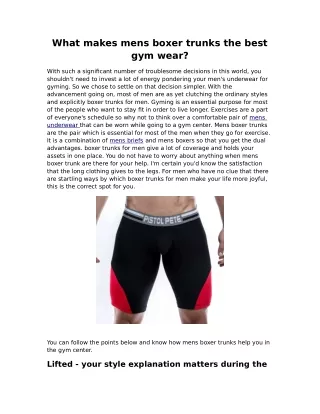 what makes mens boxer trunks the best gym wear