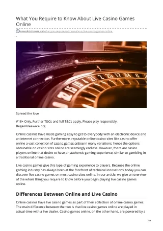what you require to know about live casino games