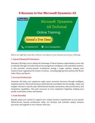 8 Reasons to Use Microsoft Dynamics AX