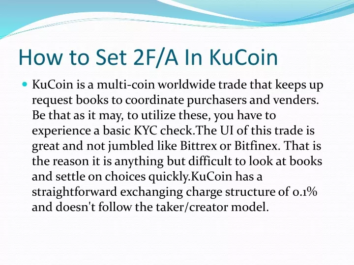 how to set 2f a in kucoin