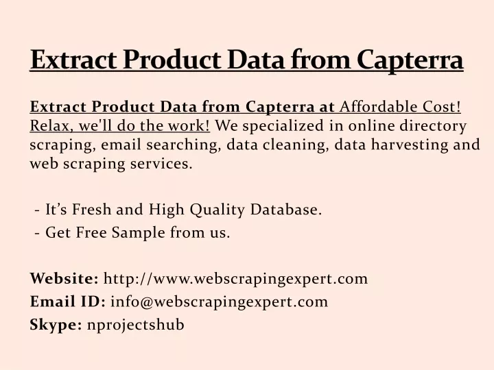 extract product data from capterra