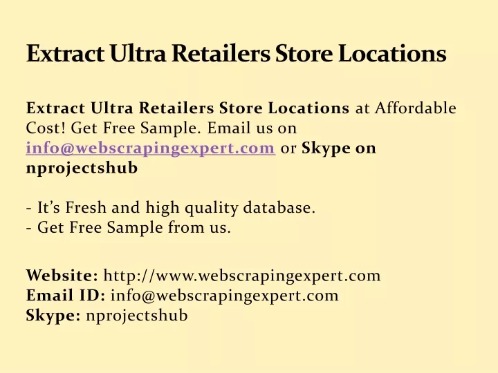 extract ultra retailers store locations