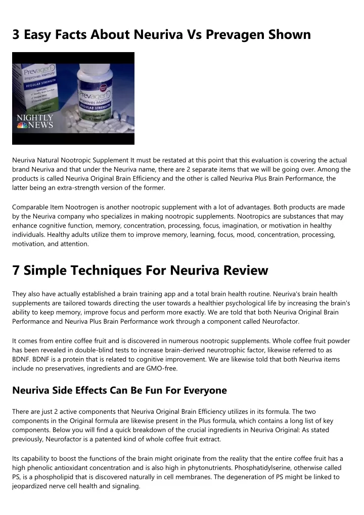 3 easy facts about neuriva vs prevagen shown