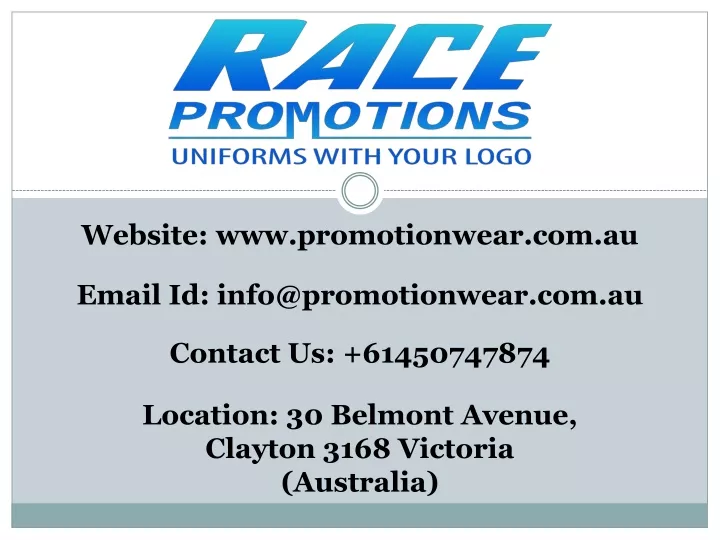 website www promotionwear com au