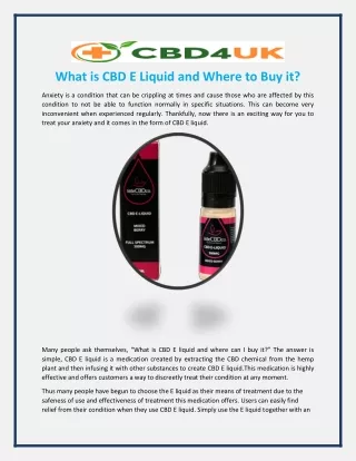 What is CBD E Liquid and Where to Buy it?