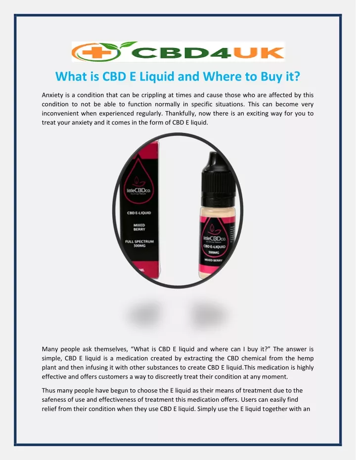 what is cbd e liquid and where to buy it