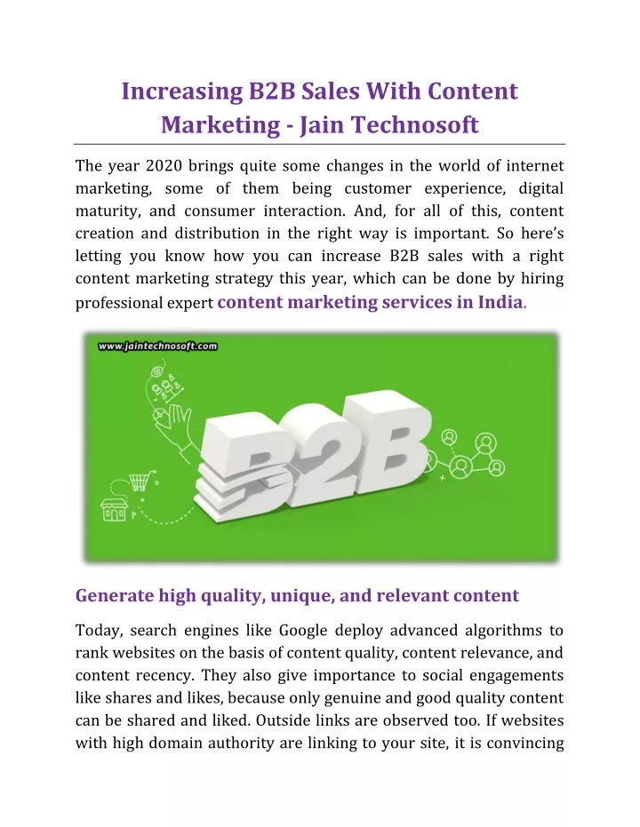 increasing b2b sales with content marketing jain