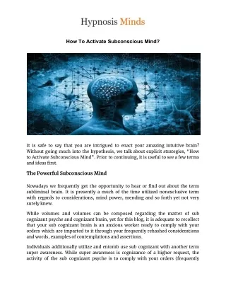 How To Activate Subconscious Mind? | Hypnosis Minds