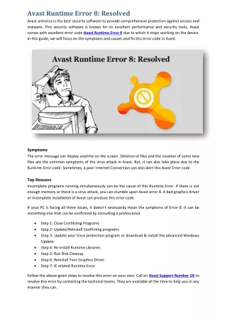 How to resolve Avast runtime error code 8?