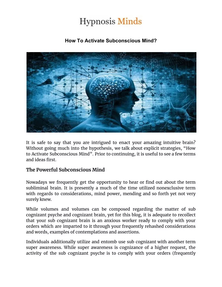 how to activate subconscious mind