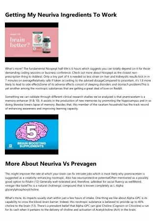 Become an Expert on Neuriva vs Prevagen by Watching These 5 Videos