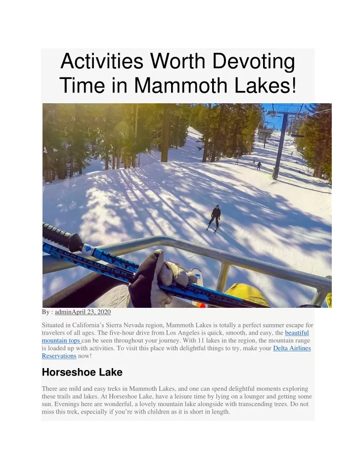 activities worth devoting time in mammoth lakes