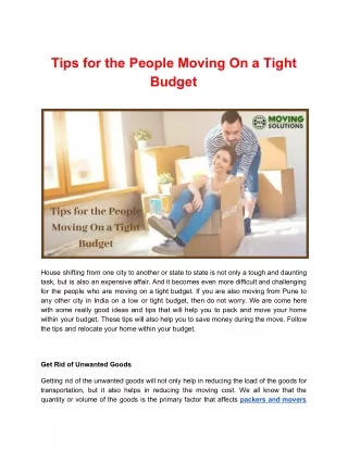 tips for the people moving on a tight budget