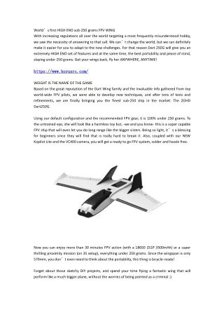 world s first high end sub 250 grams fpv wing