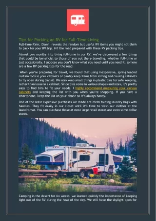 tips for packing an rv for full time living full