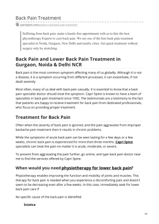 Back Pain Doctor Near me | Back Pain Treatment Specialist