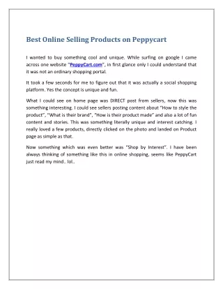 Best Online Selling Products on Peppycart