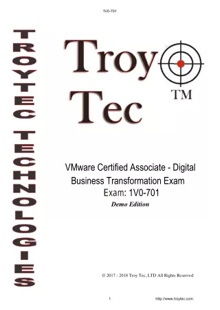VMware Certified Associate - Digital Business Transformation 1V0-701 study materials