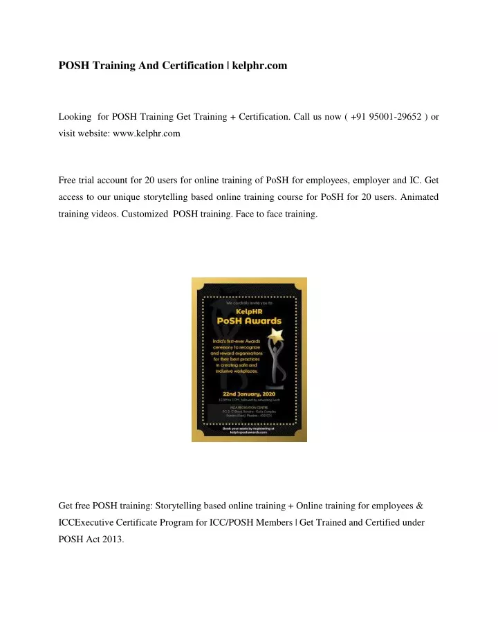 posh training and certification kelphr com