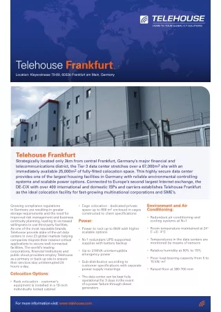 Telehouse Tier 3 Data Center in Frankfurt Germany